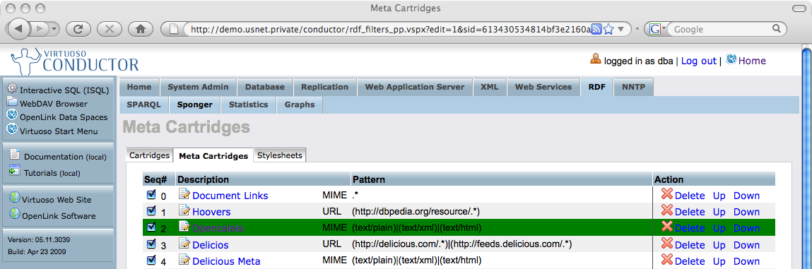 Conductor's meta-cartridge configuration panel