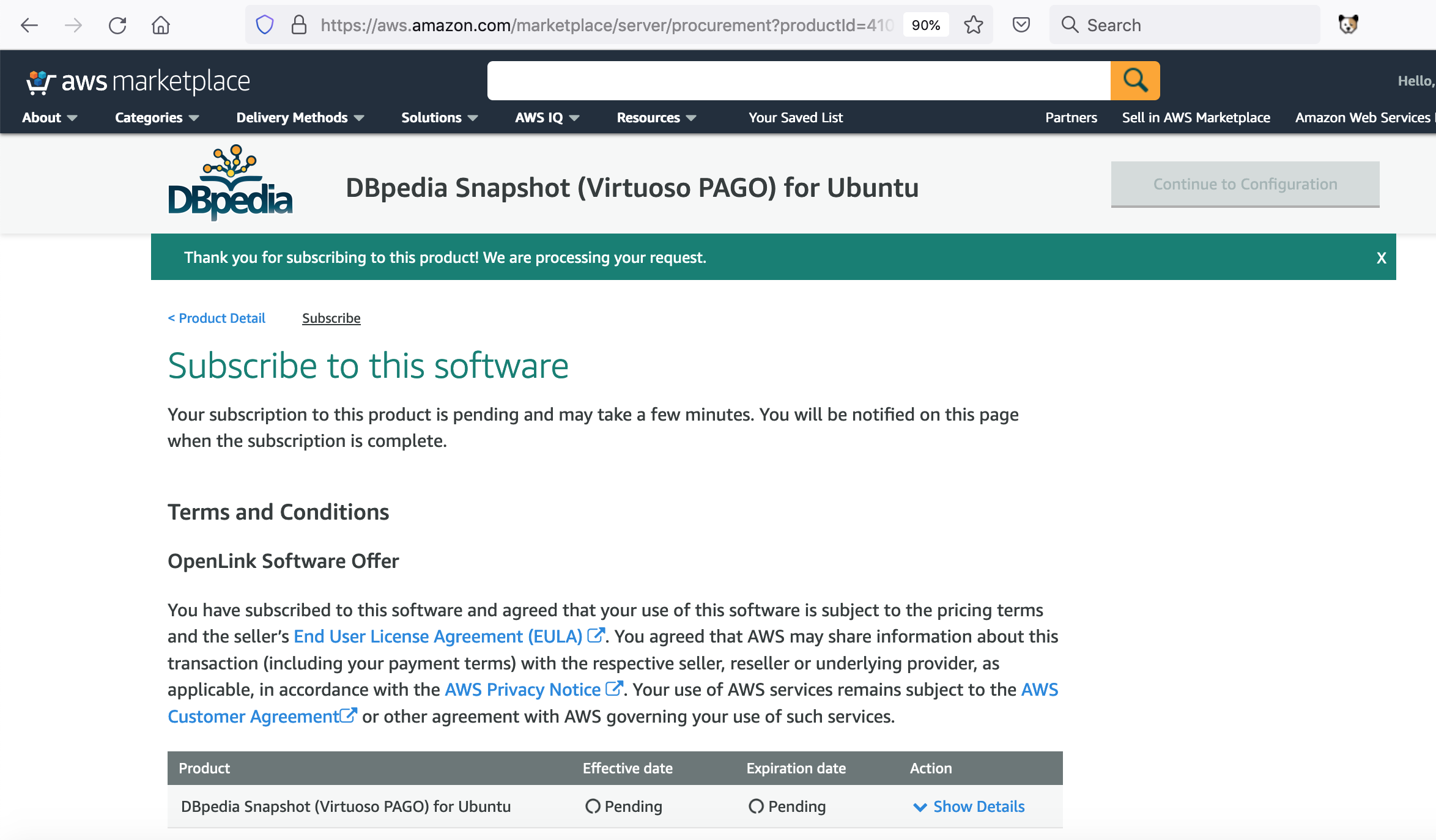 AWS Marketplace DBpedia Live (Virtuoso PAGO)